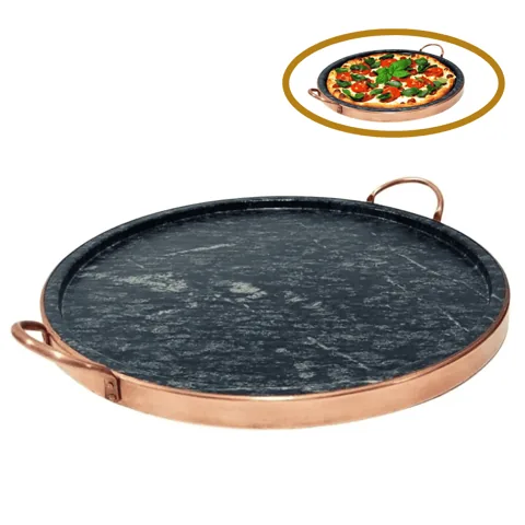 Kit 2 formas de pizza de pedra-sabão 37 cm